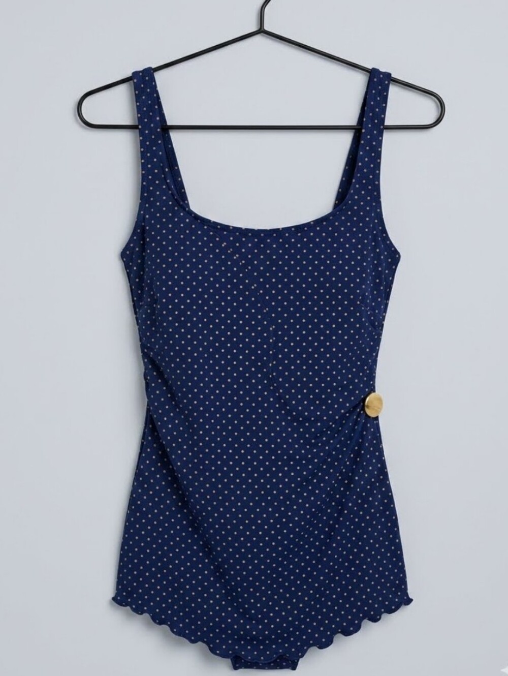 Longitude Navy Polka Dot Vintage One Piece Swimmer Sz 10